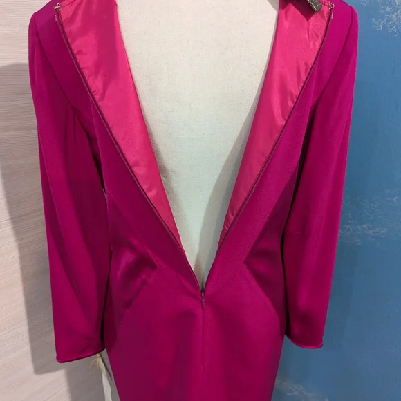 STARINGTON Vintage Pink Sheath Dress Long Sleeve Crew Neck, size 8, 100% silk - Picture 9 of 12